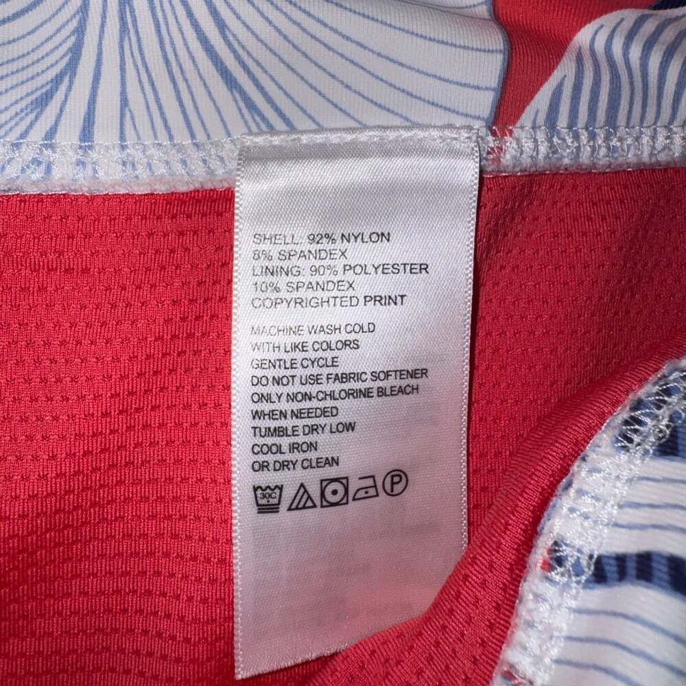EUC TOMMY BAHAMA SZ L AUBREY ISLAND ZONE SKORT SKIRT BLUE WHITE ORANGE TROPICAL - Picture 6 of 11